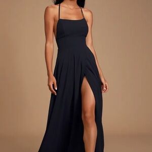 Lulu's Black Maxi Dress with Slit